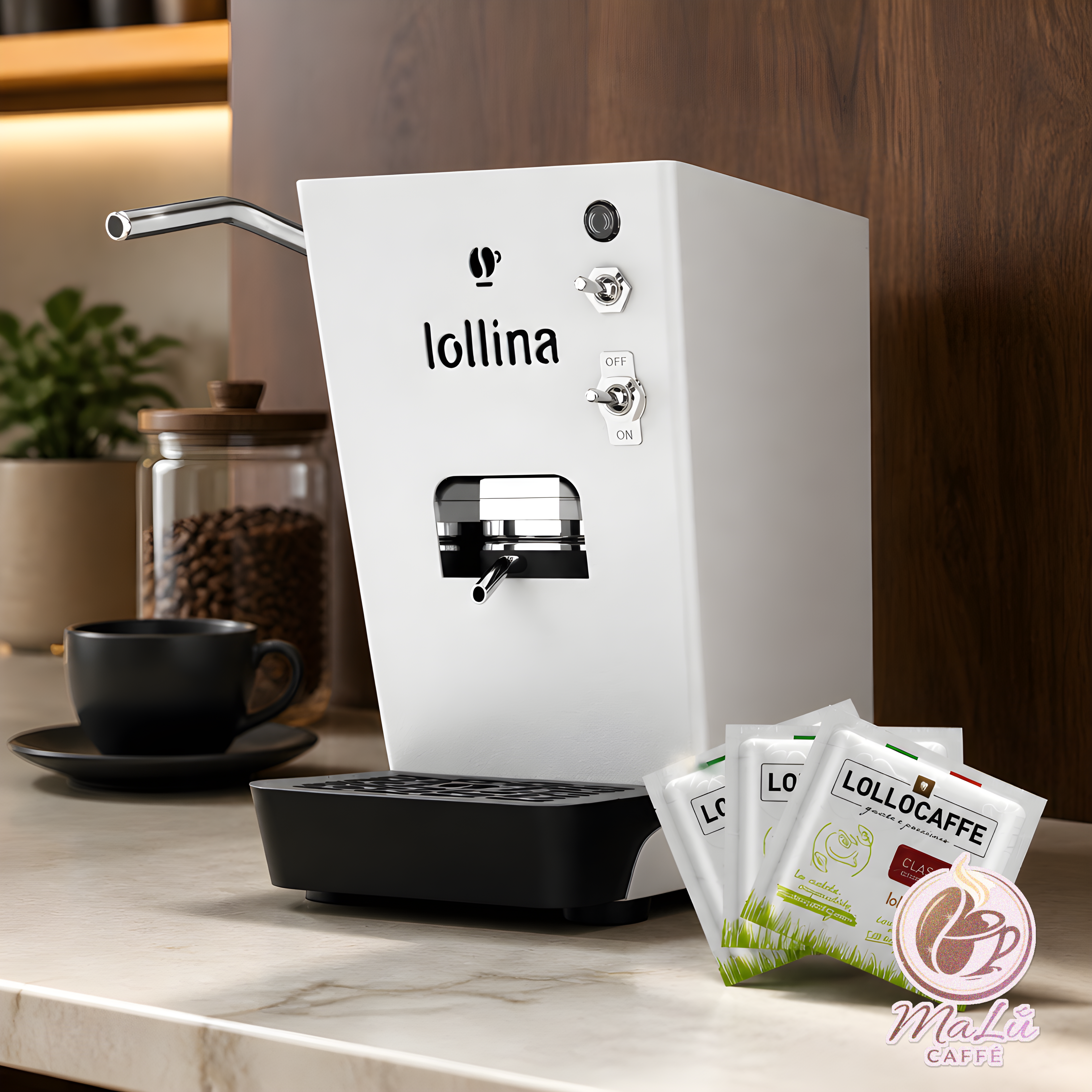 LOLLINA PLUS Kaffeepadmaschine Weiß Für ESE 44 mm CIALDE, 40 CIALDE Lollo Caffe
